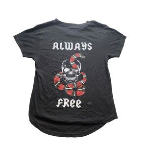 Brooklyn Standard Shirt Womens‎ Medium Black Always Free Goth Skull Snake Grunge
